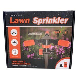 Homemaxs Lawn Sprinkler Set With 2 Bases 360° Rotating 3-Arm Sprayer For Garden